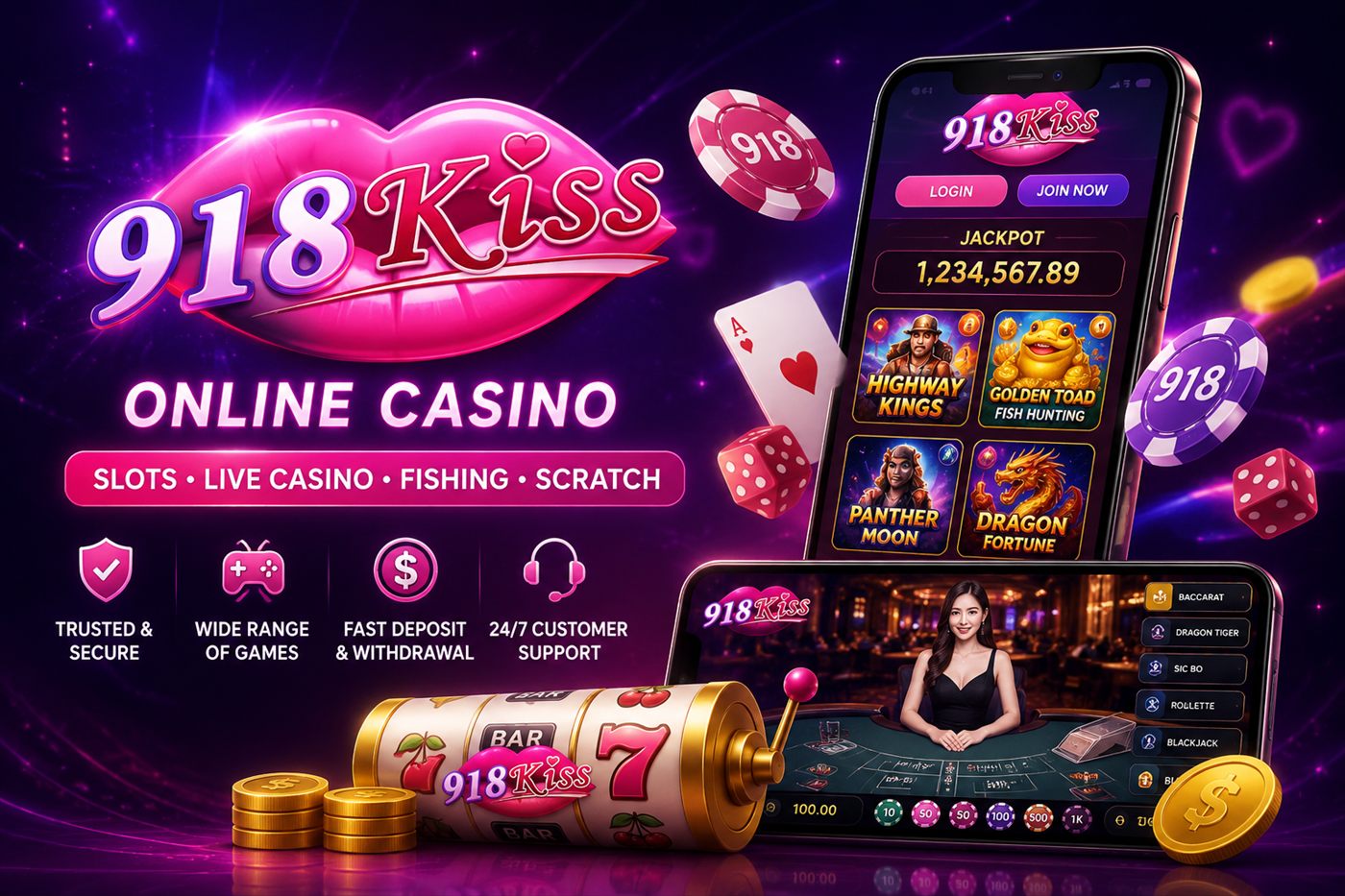 918Kiss account registration and game lobby on mobile